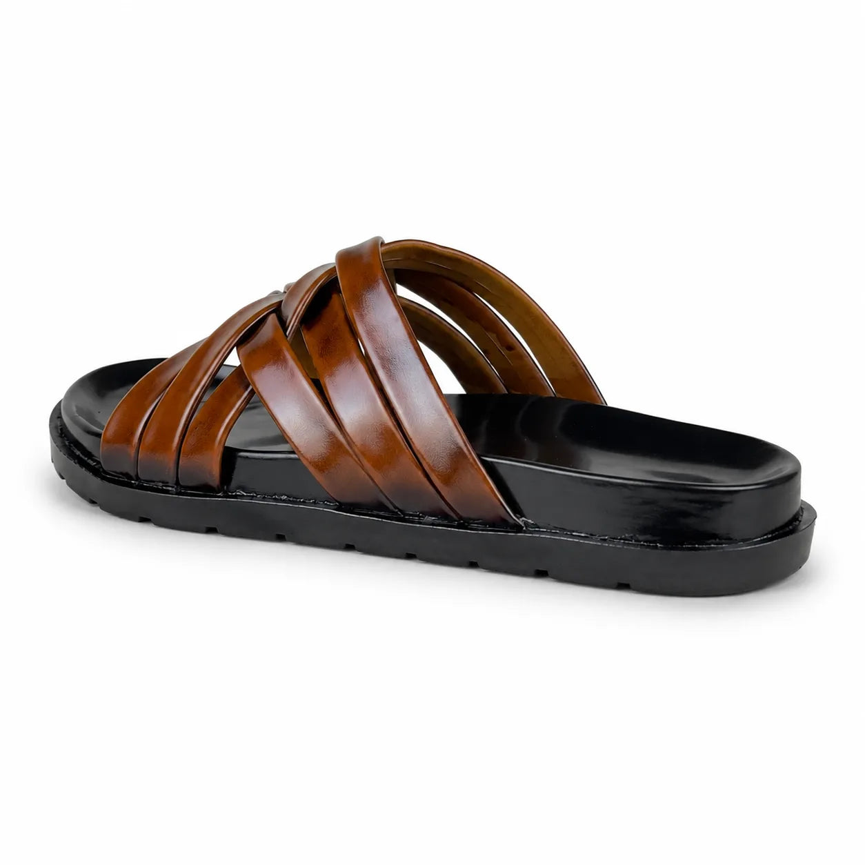 BRAIDE LEATHER SLIPPER - BROWN