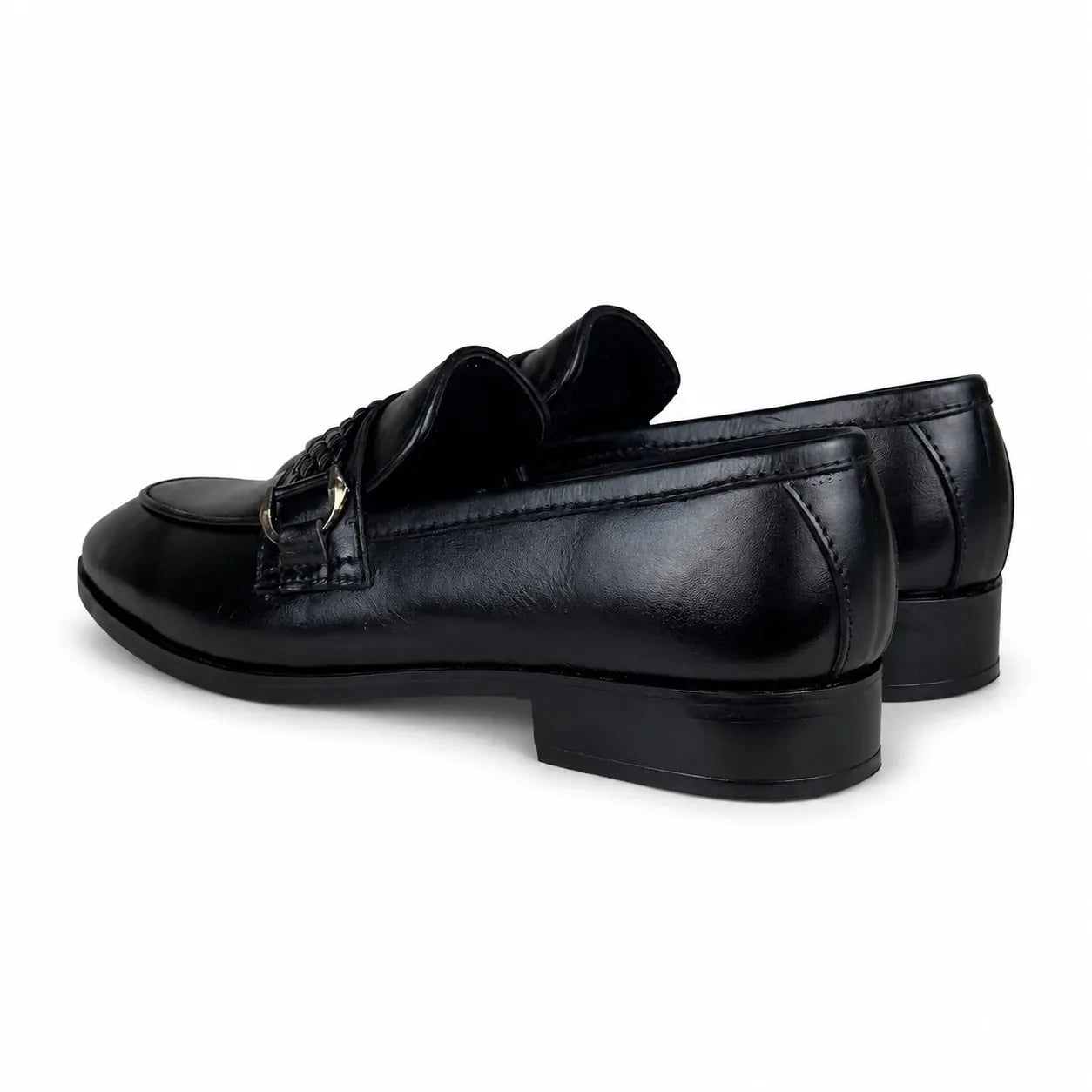 WOVEN BIT LEATHER LOAFER - BLACK