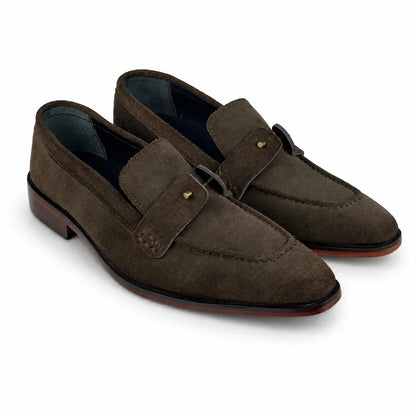 ITALIAN TOE SUEDE LEATHER LOAFER - COFFEE BROWN