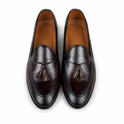 ITALIAN TESSEL LEATHER LOAFER - BROWN