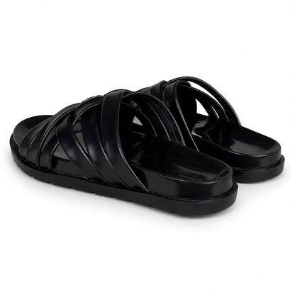 BRAIDE LEATHER SLIPPER - BLACK