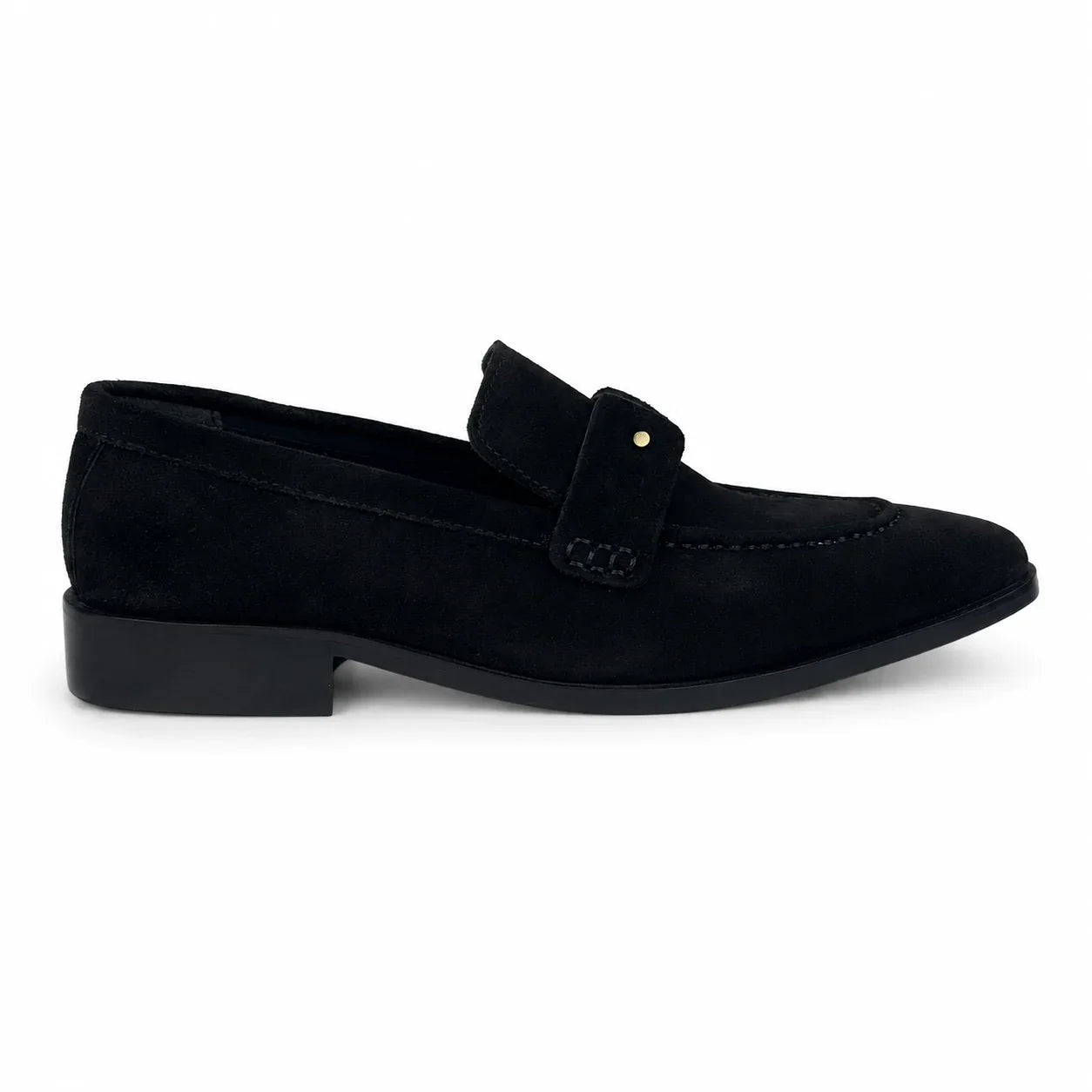 ITALIAN TOE SUEDE LEATHER LOAFER - BLACK