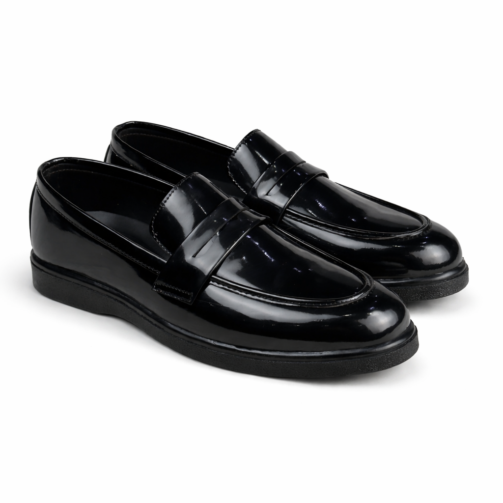 BLACK PATENT MEDICATED LOAFER