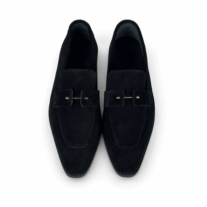ITALIAN TOE SUEDE LEATHER LOAFER - BLACK