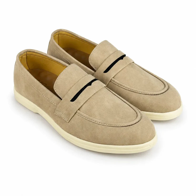 CREAM NUBUCK SUEDE MEDICATED LOAFER