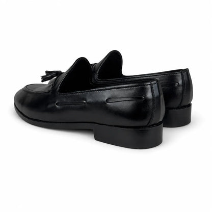 ITALIAN TESSEL LEATHER LOAFER - BLACK