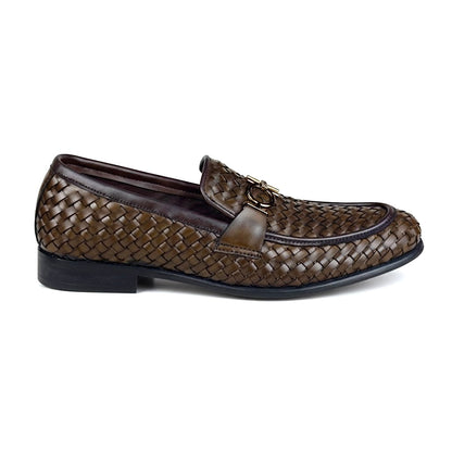 BROWN WOVEN PURE LEATHER