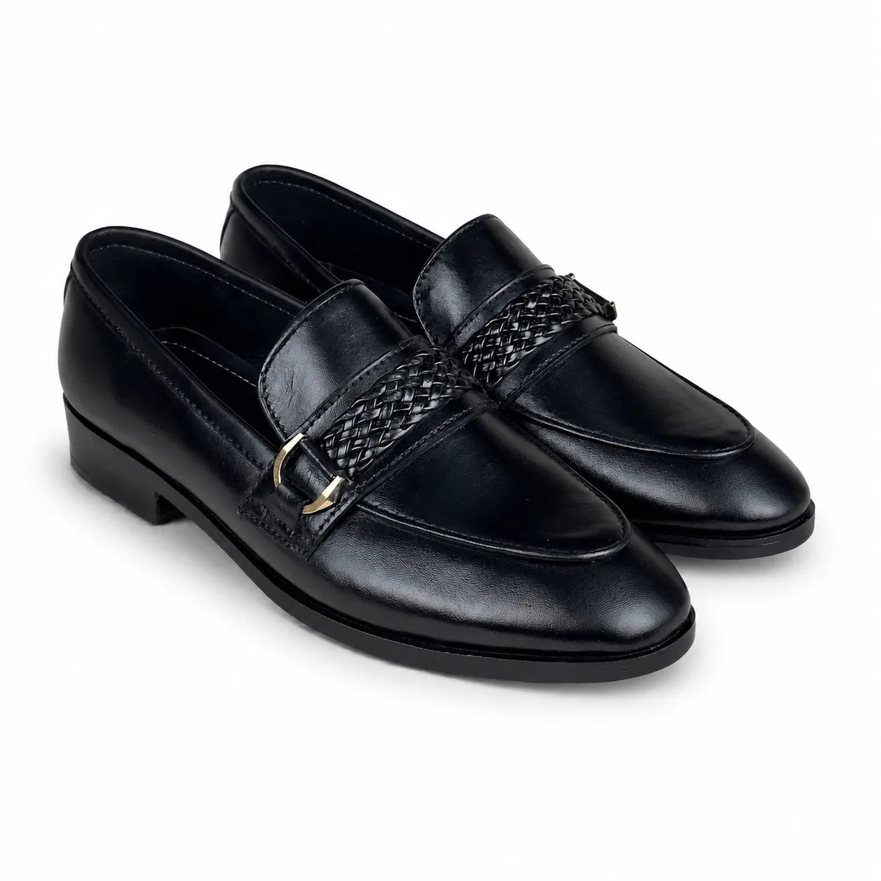 WOVEN BIT LEATHER LOAFER - BLACK