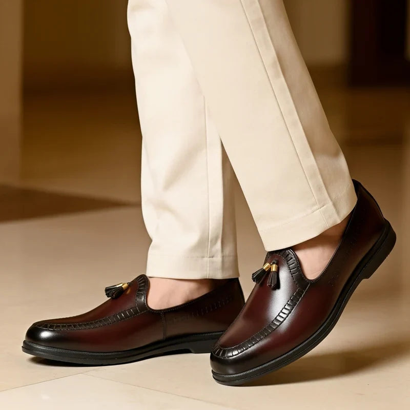 DARK BROWN TASSEL MEDICATED LOAFER